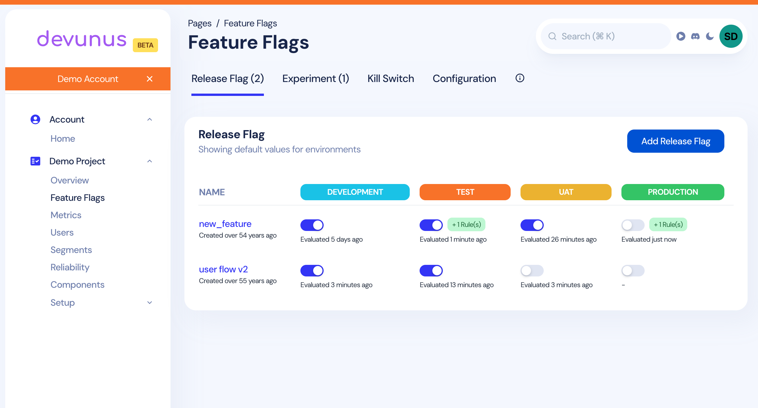 Devunus Feature Management Software - Enterprise-grade feature flags for controlled rollouts and reduced deployment risk